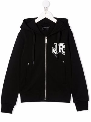 John Richmond Junior logo-print zip-up hoodie - Black