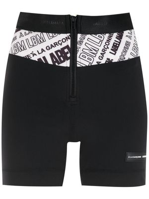 À La Garçonne x Labellamafia logo print zip-up shorts - Black