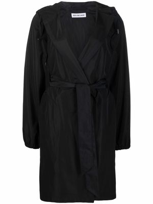 Balenciaga belted hooded raincoat - Black