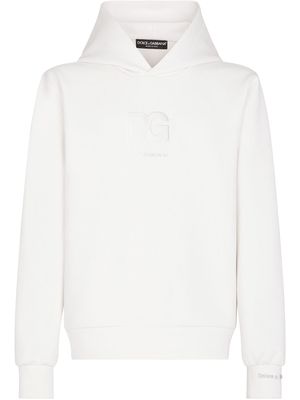Dolce & Gabbana logo-patch V-neck hoodie - White