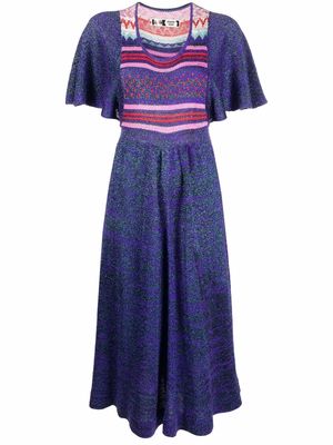 Kansai Yamamoto Pre-Owned 1980s intarsia-knit midi dress - Blue