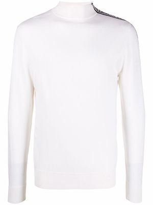 Karl Lagerfeld logo-tape fine-knit jumper - White