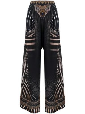 Camilla Quecha King wide-leg silk trousers - Black