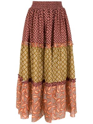 Framed geometric-print maxi skirt - Multicolour
