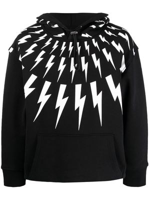 Neil Barrett Thunderbolt-print cotton hoodie - Black
