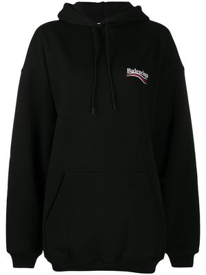 Balenciaga logo-print cotton hoodie - Black