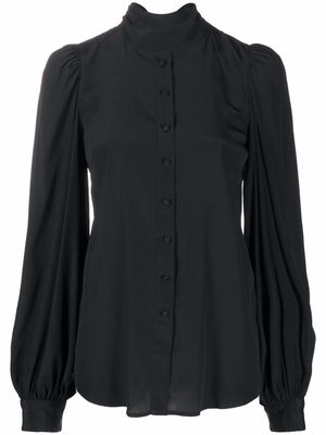 Wandering stand-up collar blouse - Black