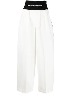 Alexander Wang logo-waistband wide-leg trousers - White