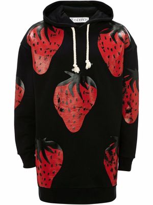 JW Anderson strawberry-print hoodie - Black