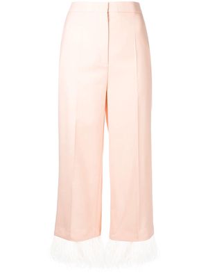 Rochas feather-trim cropped trousers - Pink