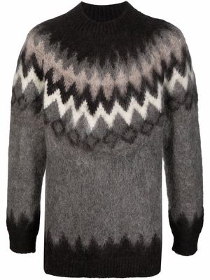 Junya Watanabe fair-isle knit wool jumper - Brown