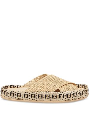 Fendi woven FF slides - Neutrals