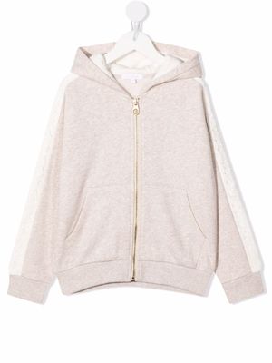 Chloé Kids guipure lace-detailed hooded jumper - Neutrals