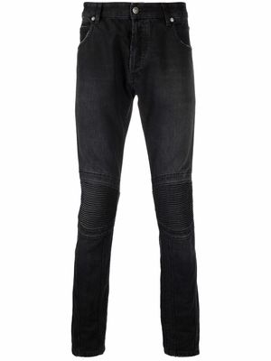 Balmain B-embroidered skinny jeans - Black