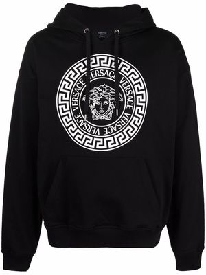 Versace Medusa logo-print relaxed hoodie - Black