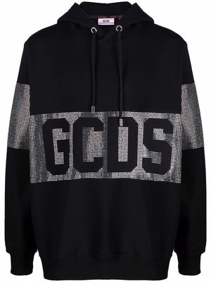 Gcds rhinestone-embellished cotton hoodie - Black