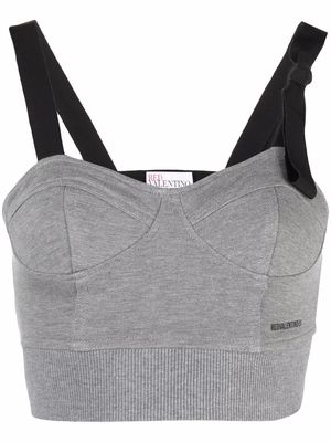 RED Valentino cropped bustier top - Grey