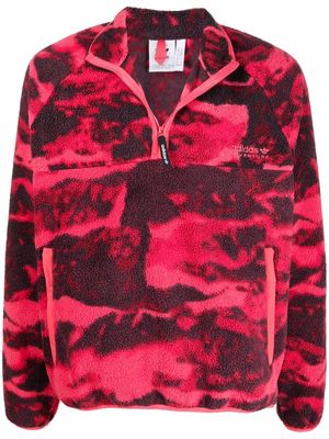 adidas camouflage-print zip-front fleece top - Pink