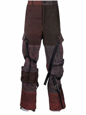 Children Of The Discordance two-tone cargo trousers - Brown