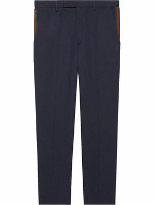 Gucci Web-stripe trim trousers - Blue