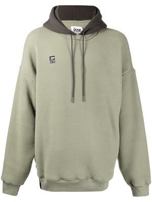 izzue oversized contrast-hood hoodie - Green