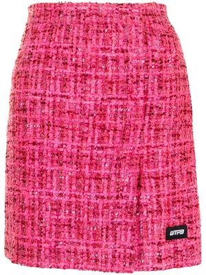 pushBUTTON tweed straight skirt - Pink