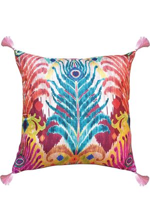 Les-Ottomans peacock feather silk cushion - Pink