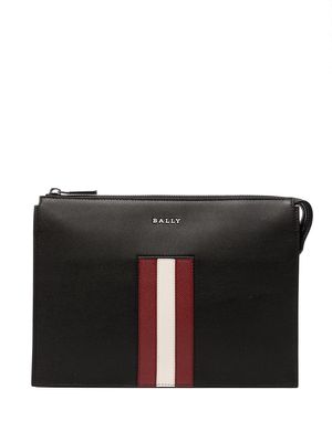 Bally striped leather pouch - Black
