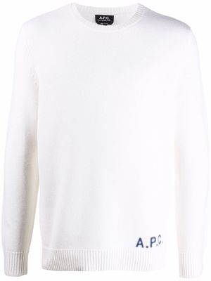 A.P.C. embroidered-logo wool jumper - White