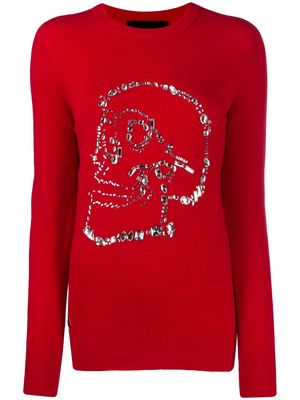 Philipp Plein crystal-skull sweater - Red
