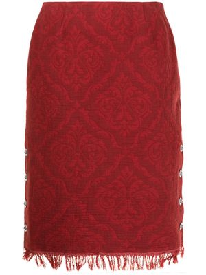 Marine Serre baroque-pattern fringe skirt - Red