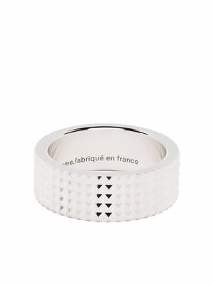 Le Gramme guilloché pyramid ribbon ring - Silver