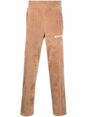 Palm Angels side stripe embroidered-logo track pants - Brown