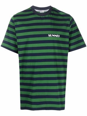 Sunnei stripe-print cotton T-shirt - Green