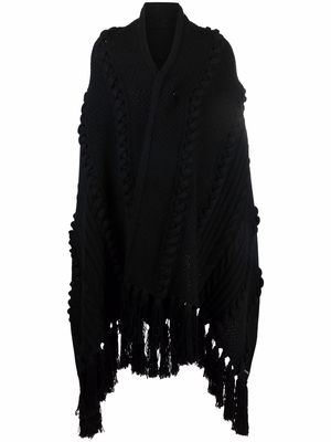 Les Hommes cable knit oversized shawl cardigan - Black