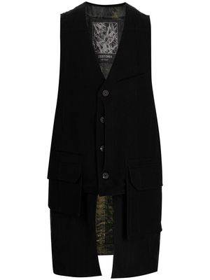 Ziggy Chen buttoned-up wool vest - Black