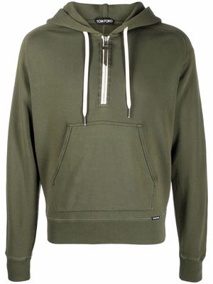 TOM FORD zip-detail cotton hoodie - Green