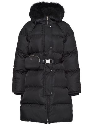 Prada Re-Nylon belted puffer coat - Black