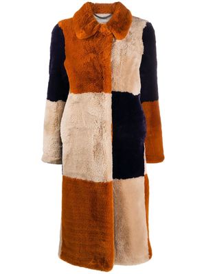 Stella McCartney Fur Free Fur panelled coat - Orange