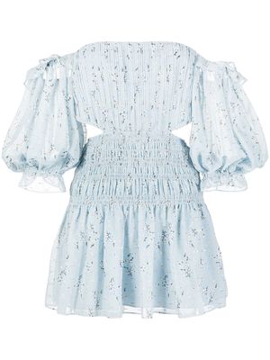 Self-Portrait metallic floral-print dress - Blue