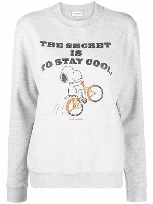 Saint Laurent Snoopy slogan-print sweatshirt - Grey