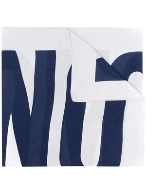 Moschino logo-print scarf - Blue