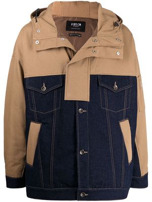 FIVE CM panelled hooded jacket - Brown