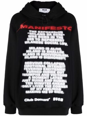 MSGM graphic-print cotton hoodie - Black