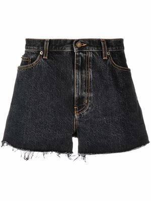Saint Laurent frayed-edge denim shorts - Black