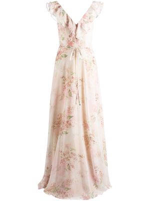 Marchesa Notte Bridesmaids Desio floral-print ruffle dress - Pink