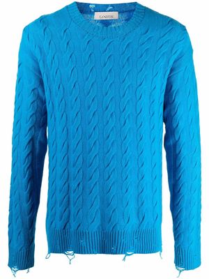 Laneus cable-knit distressed-effect jumper - Blue
