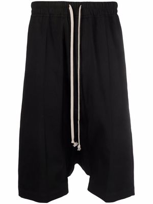 Rick Owens drop-crotch cotton shorts - Black
