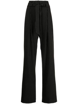 Michelle Mason high-waisted pleated pinstripe trousers - Black