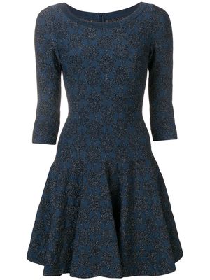Alaïa Pre-Owned 2018 glitter-detail flared dress - Blue